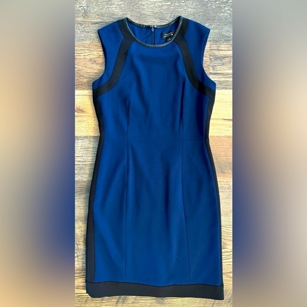 Tahari Levine‎ Dress Arthur S. Levine Color Block Black & Blue Size 4